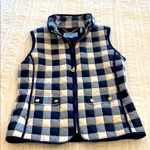 Draper James navy buffalo check vest